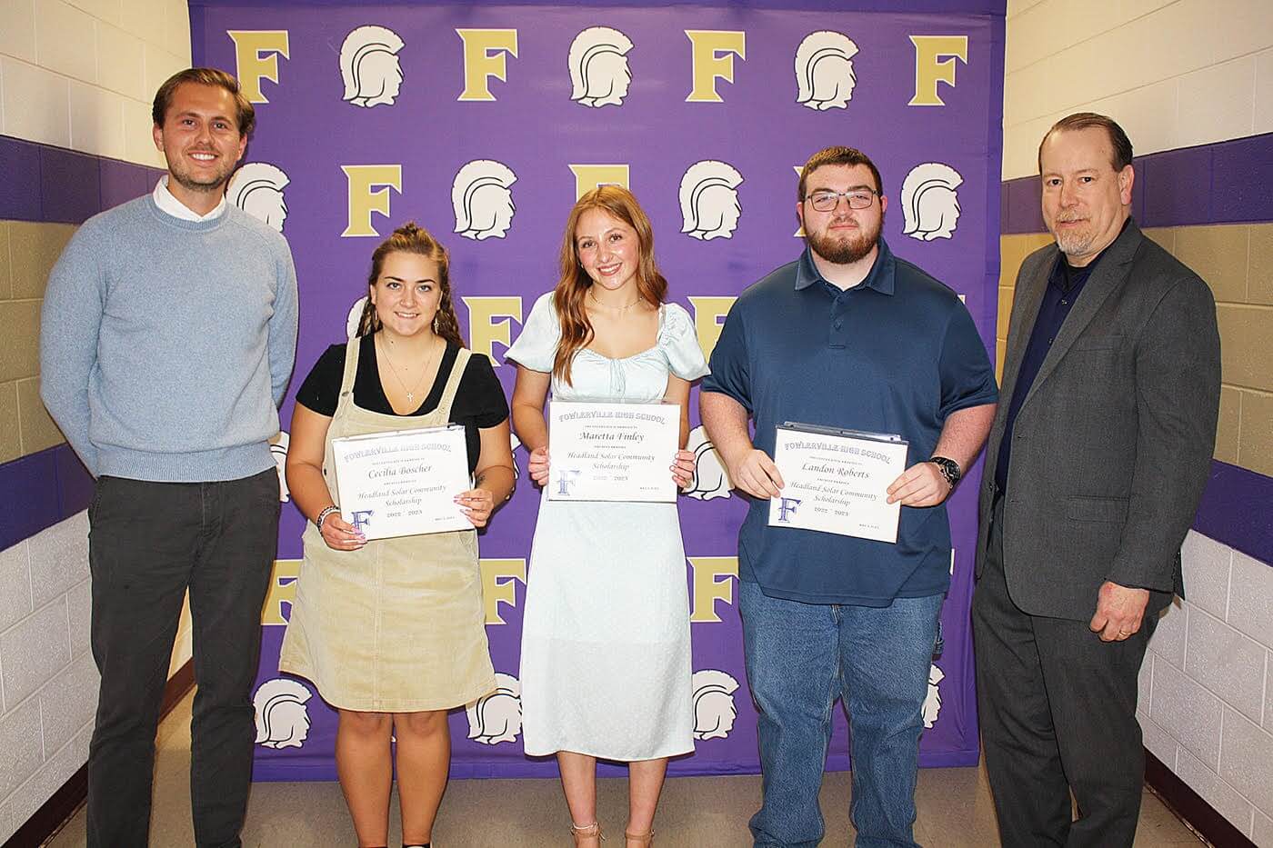 From left to right: Drew Vielbig, Cecilia Boscher, Maretta Finley, Landon Roberts, and Randy Ross